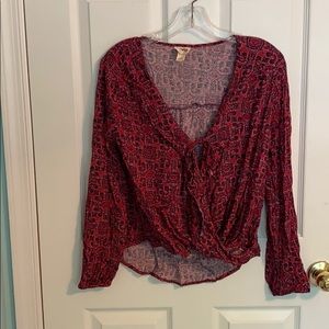 Maroon patterned blouse